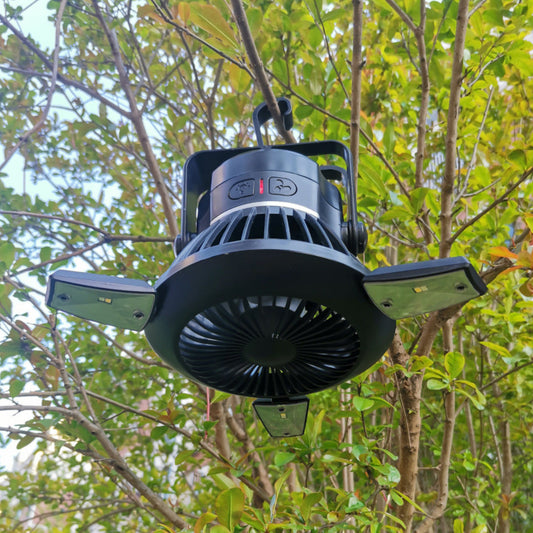 Solar Camping Light Foldable Fan Hanging Hook Rechargeable - Castle Anna