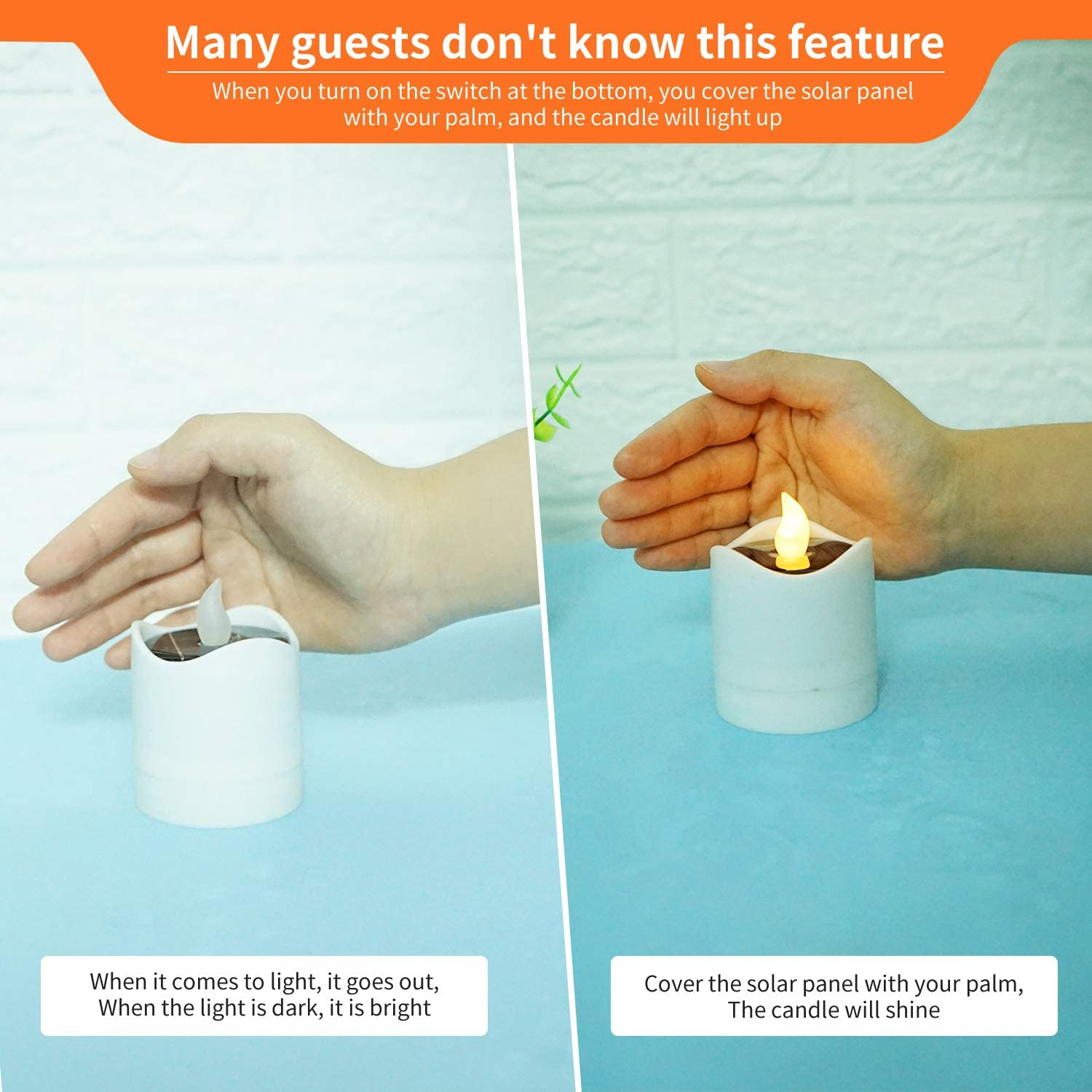 6PCS Waterproof Smokeless Solar Candles Lights Flame Light - Castle Anna