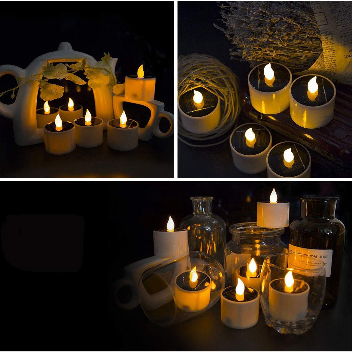 6PCS Waterproof Smokeless Solar Candles Lights Flame Light - Castle Anna