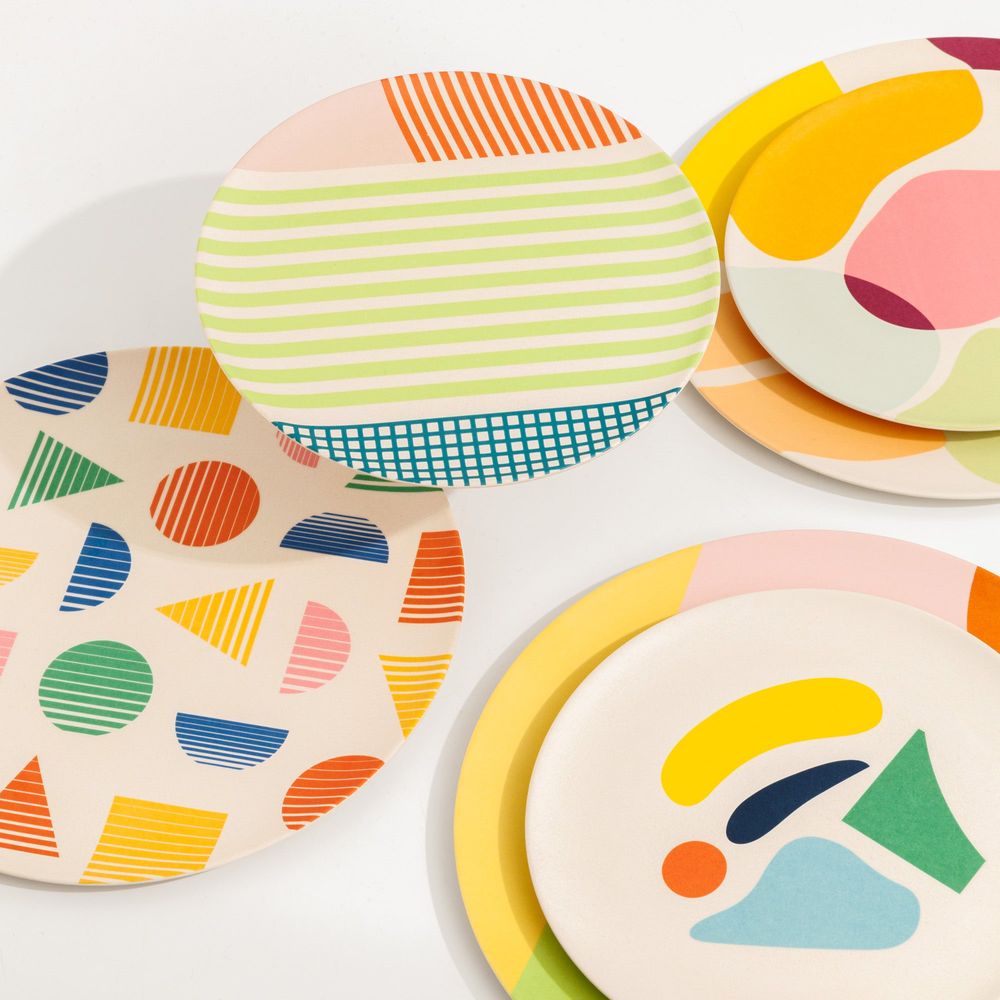 4pc Bamboo Plate Set - Dinner - Castle Anna