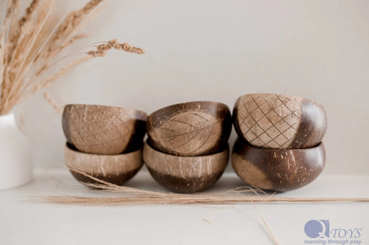 QToys Australia (USA) Patterned Coconut Bowls set of 6 - Castle Anna